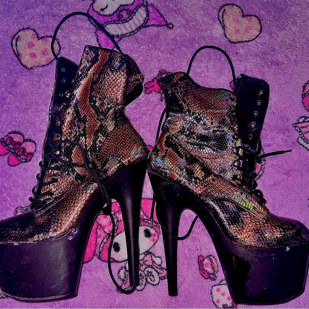 COPY - Pleaser snakeskin holographic boots